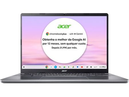 Computador Portátil Acer Chromebook Plus 514 CB514-3H-R57G com Google AI | 14  WUXGA | AMD Ryzen™ 5 7520C | 8GB | 128GB eMMC Hot on Sale